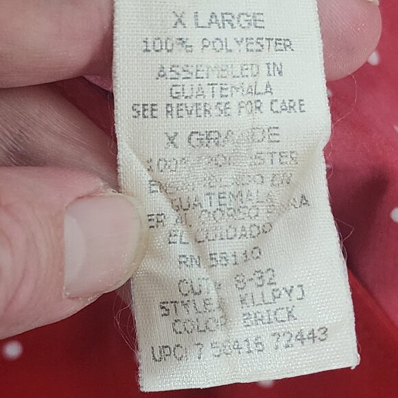 Kathie Lee Collection Vtg Brick Red White Polka Dot Poly Button Up SS Top Sz XL - Picture 15 of 16